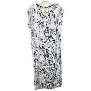 Lemlem Black And White Hana Caftan Silk Maxi Dress Size S,M
